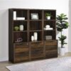 Multifunctional Bookcase With 3 Open Shelves And Locking Drawers, USB Charging - Brown / Pine Wood - Image 14