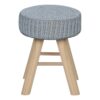 Ottoman, Pouf, Footrest, Foot Stool, Round Velvet, Natural Wood Legs, Contemporary, Modern - Gray - Image 11