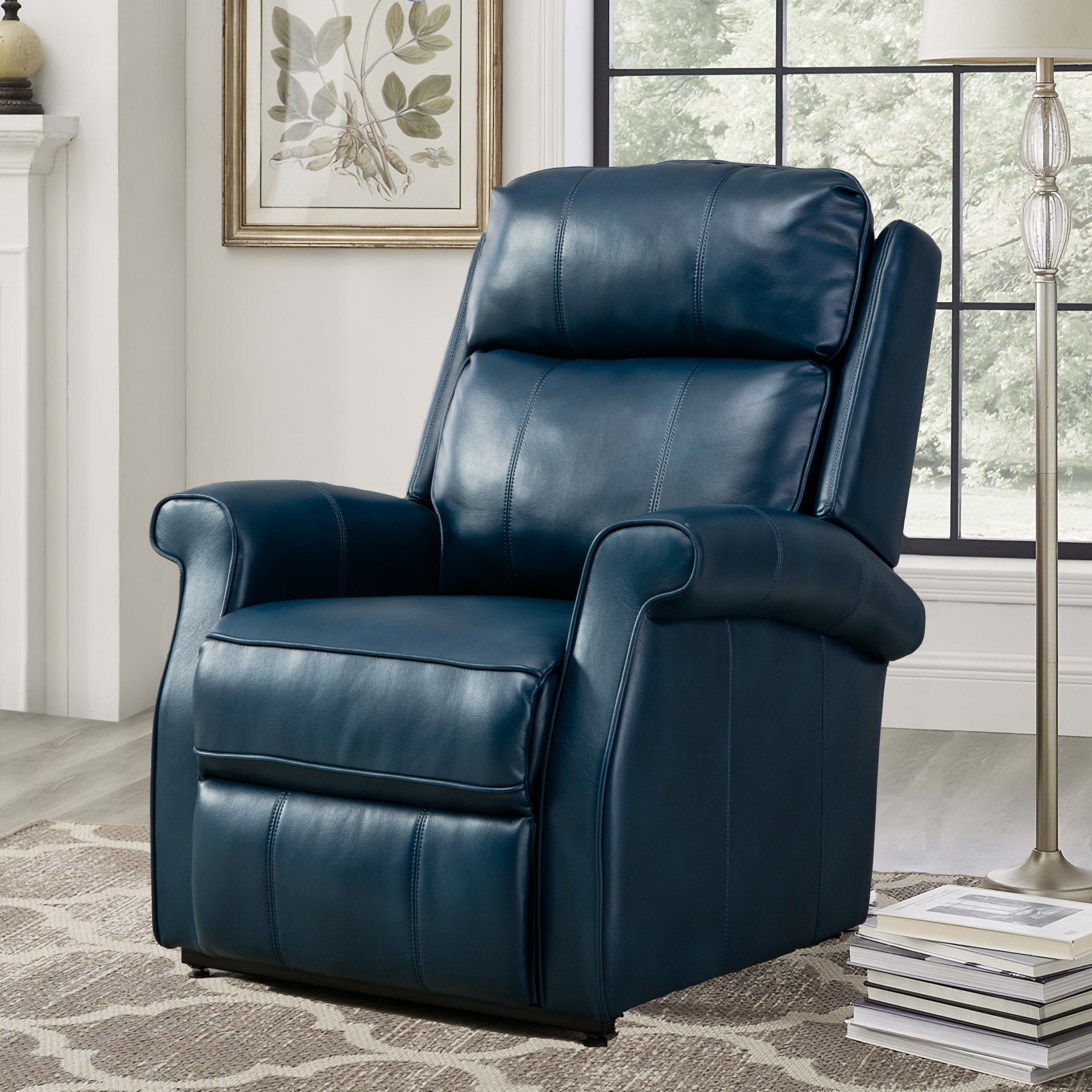 Landis - Lift Chair With All Electric Recline Functionality - Navy Blue - Image 2