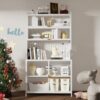 Tall Kitchen Pantry Cabinet With Flip Doors And Pegboard, Anti Tip Steel Storage Hutch - White - Image 2