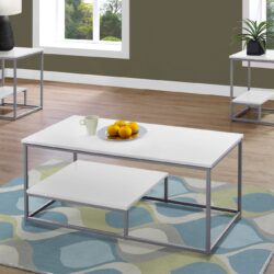Table Set, Coffee, End, Side, Accent, Living Room, Contemporary & Modern (Set of 3) - White