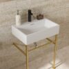 24" Ceramic Console Bathroom Sink With Overflow Basin & Toned Legs - White - Image 5