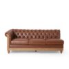 Comfy Large Sectional Sofa With Wooden Legs, Retro Style For Living Room - Light Brown - Image 3