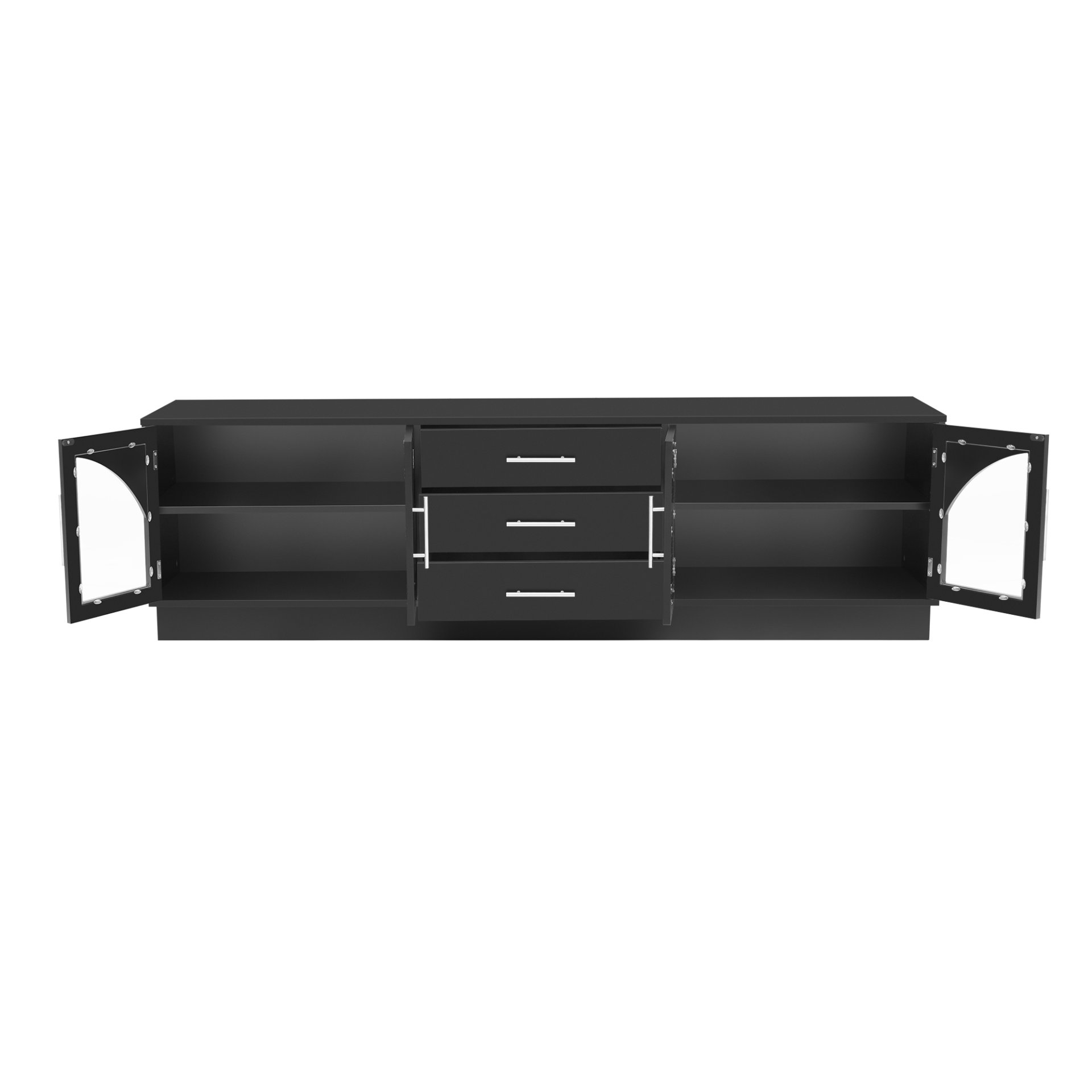 Modern Minimalist TV Stand For TVs Up To 75", Entertainment Center Media Console Cabinet With Adjustable Shelves - Black - Image 12