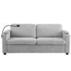Corduroy Sleeper Sofa Loveseat Sofa With Full Size Mattress, 2 USB Ports, 2 Cup Holders, 2 Side Pockets And A Phone Holder For Living Room - Gray - Image 10