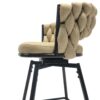 Technical Leather Woven Bar Stool (Set of 2), 360 Swivel Bar Stools With Back And Footrest - Light Brown - Image 12