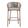 Lodi - Outdoor Matal Rope Barstool, Teak / Beige (Set of 2) - Teak / Beige - Image 4