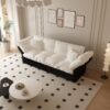 Queen Pull Out Sofa Bed, 3 In 1 Convertible Sleeper Tufted Sofa With 2 Soft Pillows - Beige - Image 5