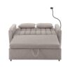 Convertible Sofa Bed Loveseat Sofa With Three USB Ports, Two Side Pockets, Two Cup Holders And 360° swivel Phone Holder For Living Room - Light Gray - Image 15