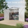 Garden Tool Shed, Storage Shed With Peaked Roof Waterproof Lockable Door - White / Gray - Image 8