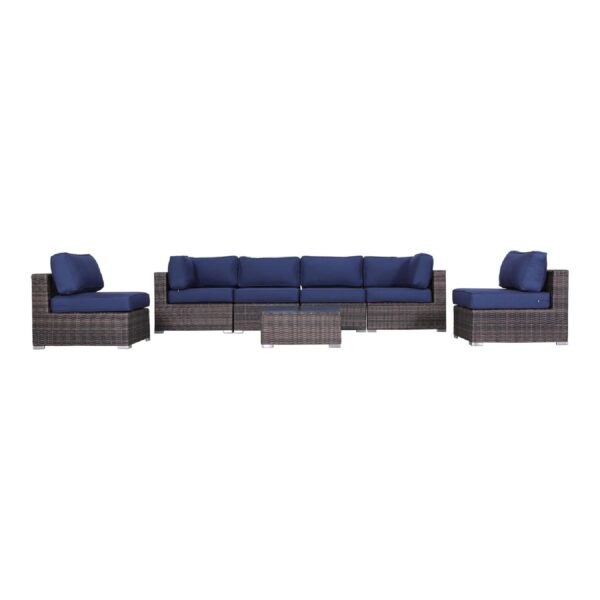 7 Piece Modular Outdoor Conversation Set With Cushions - Brown