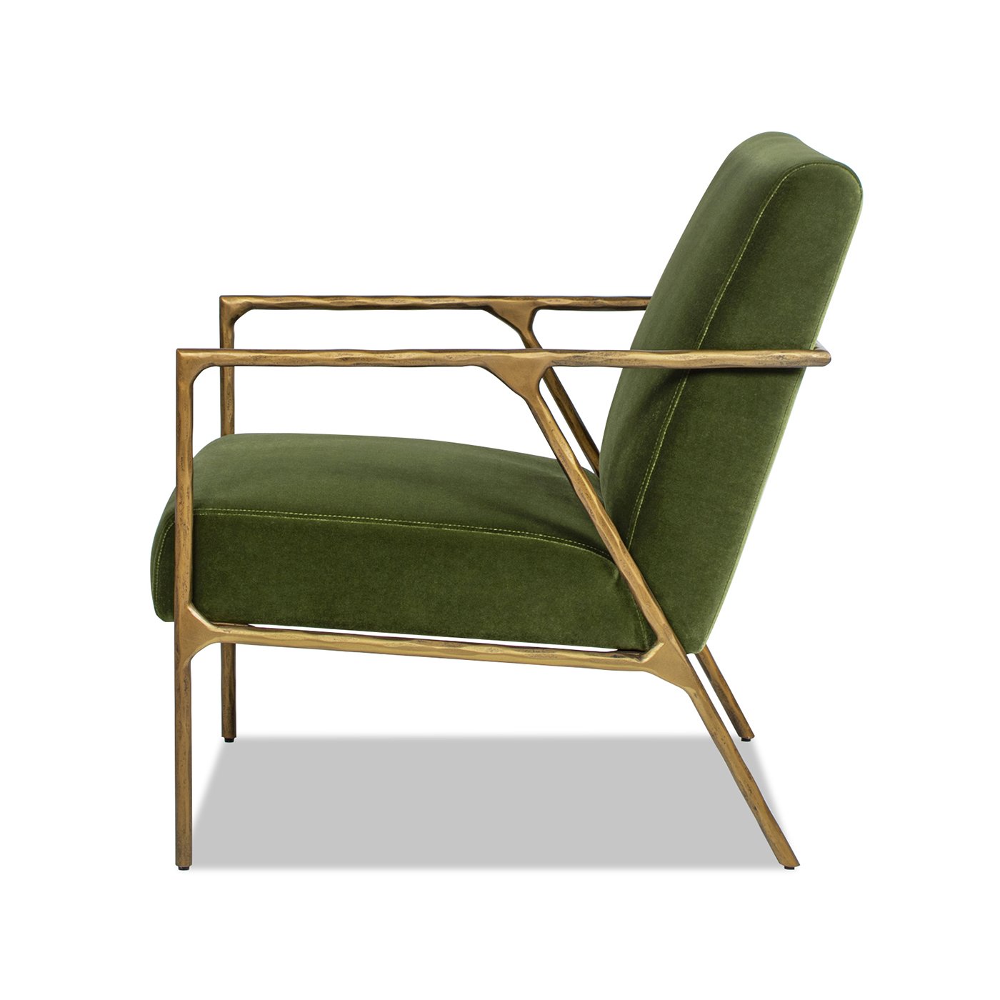 Aerin - Hammered Brass Upholstered Accent Arm Chair - Olive Green - Image 6