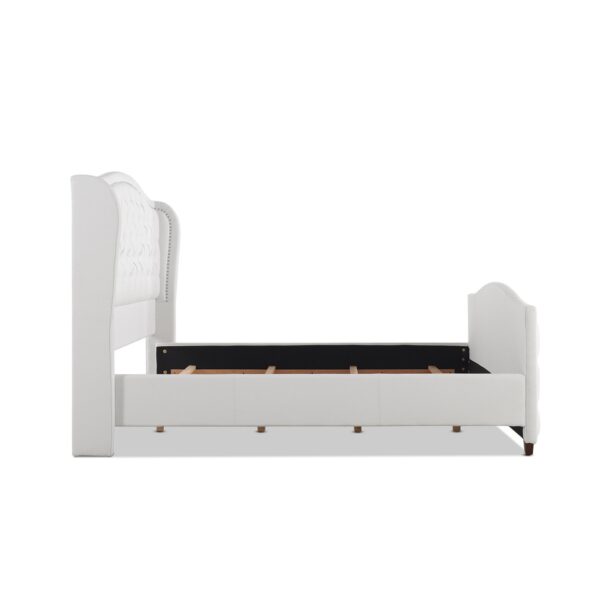 Marcella - King Upholstered Shelter Headboard Bed Set - Bright White