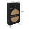 Allen - Rattan 2 Door 1 Drawer Cabinet Shoe Rack For Entrance, Double Layer - Black - Image 3