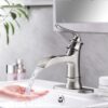 Waterfall Spout Bathroom Faucet With Single Handle And Pop Up Drain - Brushed Nickel - Image 6