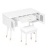 Elegant Vanity Makeup Table & Chair Set Modern Dressing Table With Organizer Writing Desk Charging Port Engineered Wood - White - Image 7