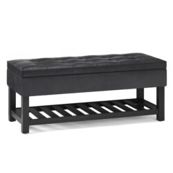 Cosmopolitan - Storage Ottoman Bench With Open Bottom - Distressed Black