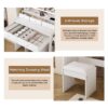 Vanity Desk With Large Mirror, Power Outlet & Hair Dryer Holder, Adjustable Lighting, 5 Drawers - White - Image 10