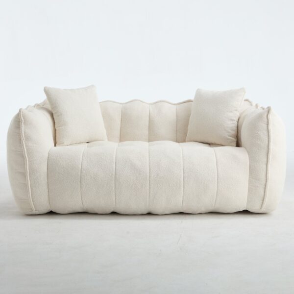 Cozy Beanbag Chair With High Resilience Foam Core For 2 - Beige