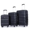 Expandable 3 Piece Luggage Sets Pc Lightweight & Durable Suitcase With Two Hooks, Spinner Wheels, Tsa Lock, (21/25/29) - Black - Image 4