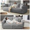 Plush Corduroy 4 Seat Sofa, Modern Comfy Upholstered Sofa Cloud Couch, Deep Seat Couches With Soft Pillows, Convertible Deep Seat Sofa Lounge Chair For Living Room - Gray - Image 6