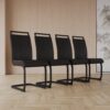 Modern Dining Chairs With High Back Upholstered Side And Metal Legs (Set of 2) - Black - Image 8