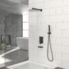Wall Mounted Square Shower System With Waterfall Tub Spout And Rough In Valve - Matte Black - Image 2