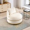 360 Degree Swivel Accent Chair With Soft Cushion For Living Room, Bedroom, Office - Beige - Image 21
