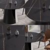 Modern Artificial Stone Round Carbon Steel Base Dining Table, Can Accommodate 6 People - Black - Image 5