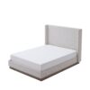 Hosford - Upholstered Wingback Bed Queen With Base Platform, High Headboard - Cream White / Light Gray / Camel Oak - Image 8