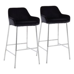 Daniella - Contemporary Fixed Height Bar Stool (Set of 2) - Chrome / Black