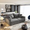 Plush Corduroy 4 Seat Sofa, Modern Comfy Upholstered Sofa Cloud Couch, Deep Seat Couches With Soft Pillows And 2 Ottomans, Convertible Sofa Lounge Chair, For Living Room, Apartment, Office - Gray - Image 6