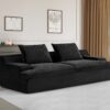 Nimbus - Oversized Full Foam 4 Seater Couch For Living Room Upholstered In Soft Corduroy, Wide Armrests - Black - Image 5