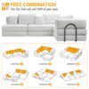 Oversized Upholstered Sectional Sofa Couch Set, Modular L Shaped Floor Sofa Set With 6 Pillows For Living Rooms - White - Image 19