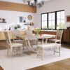 Topmax - 6 Piece Wood Half Round Dining Table Set Kitchen Table Set With Long Bench And 4 Dining Chairs, Modern Style - Natural - Image 4