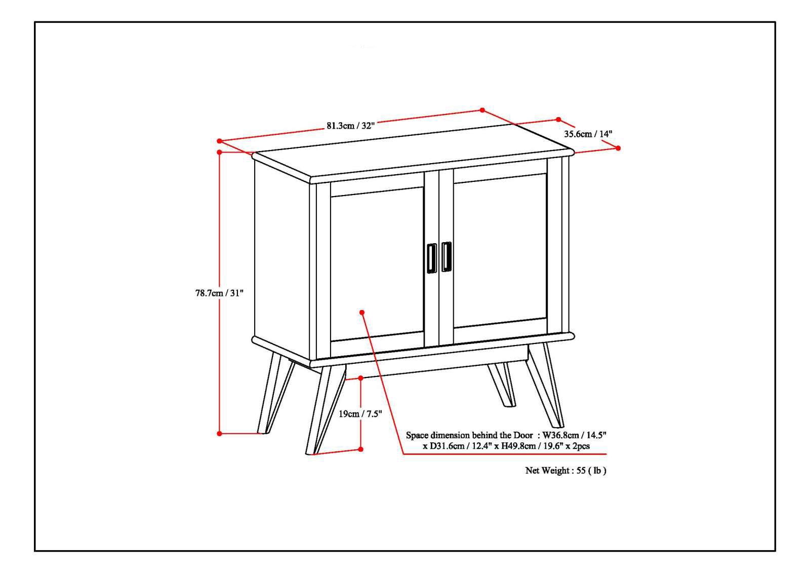 Draper - Mid Century Low Storage Cabinet - Medium Auburn Brown - Image 9
