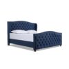 Marcella - King Upholstered Shelter Headboard Bed Set - Dark Sapphire Blue - Image 4