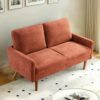 Loveseat Sofa, European Style With Sleek Design, Modern & Vintage Flair, Upholstered 2 Seater Couch - Pumpkin Orange - Image 7