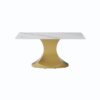 63" Modern Artificial Stone Panel Golden Stainless Steel Curved Legs, Can Accommodate 6-8 People - White / Gold - Image 5