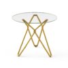 Modern Round Tempered Glass Dining Table With Sturdy Metal Legs For 1 - 4 People - Gold - Image 6