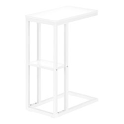 Accent Table, C - Shaped Contemporary - White