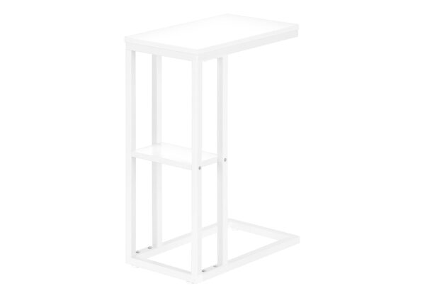 Accent Table, C - Shaped Contemporary - White
