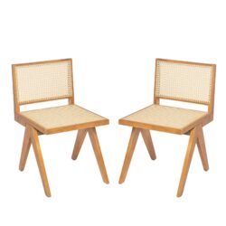 Chandigarh - Dining Room Chairs With Rattan And Solid Wood (Set of 2) - Natural