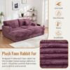 Oversized Double Chaise Lounge Sofa Bed With USB Ports & Cup Holders - Wine Red - Image 6