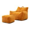 Giant Plush Bean Bag Chair With Armrests And Footstool For Adults - Yellow - Image 10