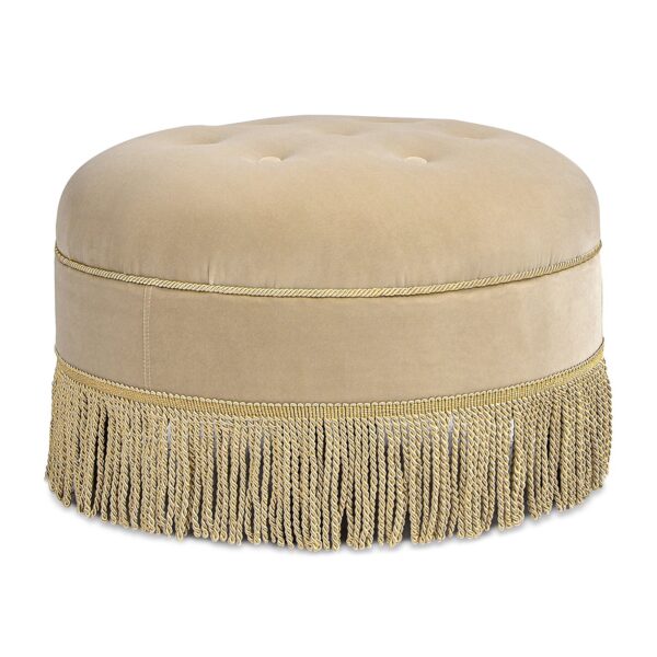 Yolanda - Round Upholstered Accent Ottoman - Fawn Brown