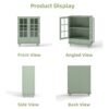Buffet Cabinet With Double Glass Doors And Drawer, Storage Sideboard Cupboard - Green - Image 13