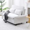 Letter Striped Multi Functional Sofa Bed With Adjustable Armrests And Backrests - Beige - Image 6