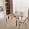 Modern Minimalist Dining Table And Chairs With Metal Legs For 4 - 6 Seats - Wood - Image 2