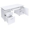 Office Computer Desk With 2 Drawers, Adjustable Shelf, And Slide Out Keyboard Tray - White - Image 5
